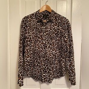 J Crew Slim “Perfect Fit” Leopard Print Shirt